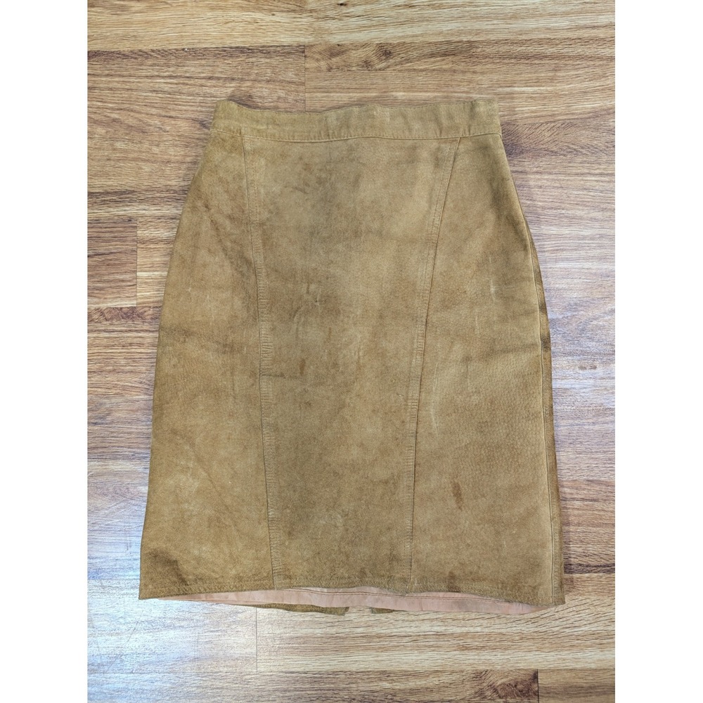 Tarazzia Minimialist Women's Tan Leather Pencil Skirt Size 7/8 Read